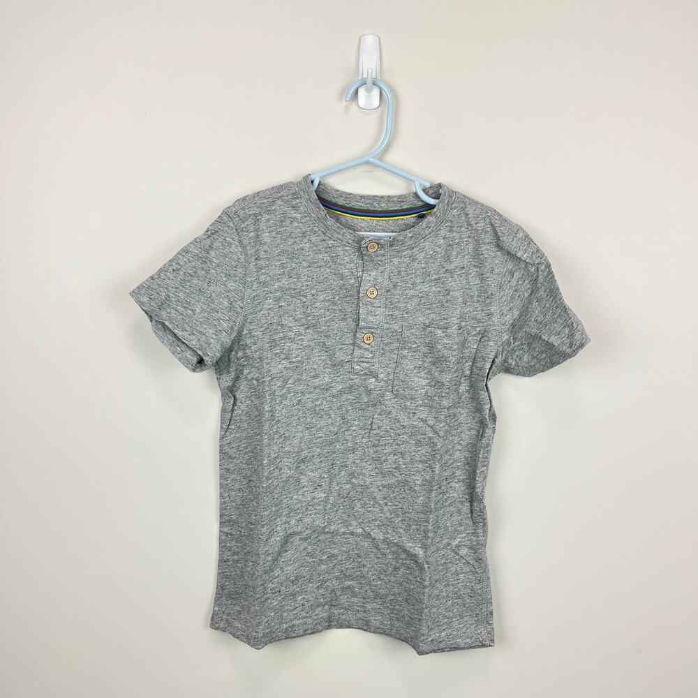 Mini Boden Washed Cotton Henley T-shirt Grey Marl 8-9